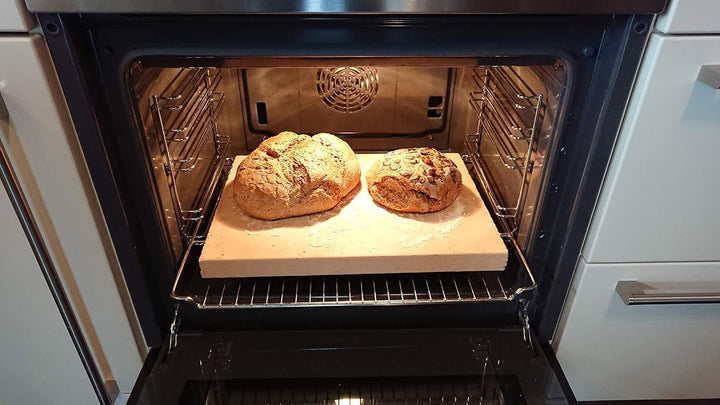 Pizzastein Brotbackstein Flammkuchenplatte aus Speicherschamotte, Für E-Herde