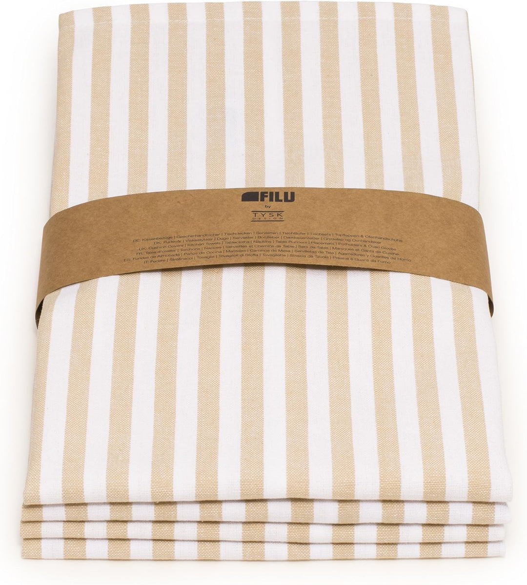 FILU Geschirrhandtücher 4er Pack Beige/Weiss gestreift (Farbe und Design wählbar) 45 x 70 cm - hochw