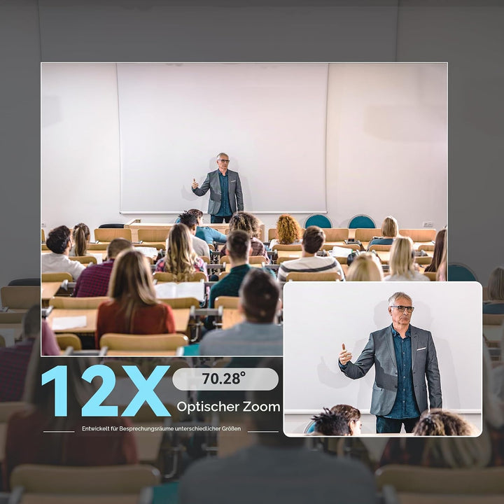 Tenveo 4K PTZ-Konferenzkamera mit Bluetooth-Freisprecheinrichtung 2 Erweiterungsmikrofone 12-facher