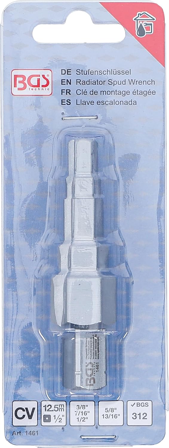 BGS 1461 | Stufenschlüssel | 12,5 mm (1/2") | 5-stufig | Sanitär-Schlüssel für Heizung / Thermostat