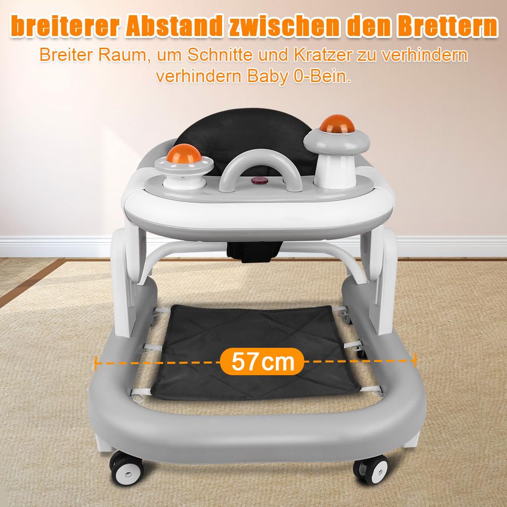 Lauflernhilfe für Babys, 5-in-1, klappbarer Schieber mit Musik, Höhe verstellbar in 5 Positionen, ab
