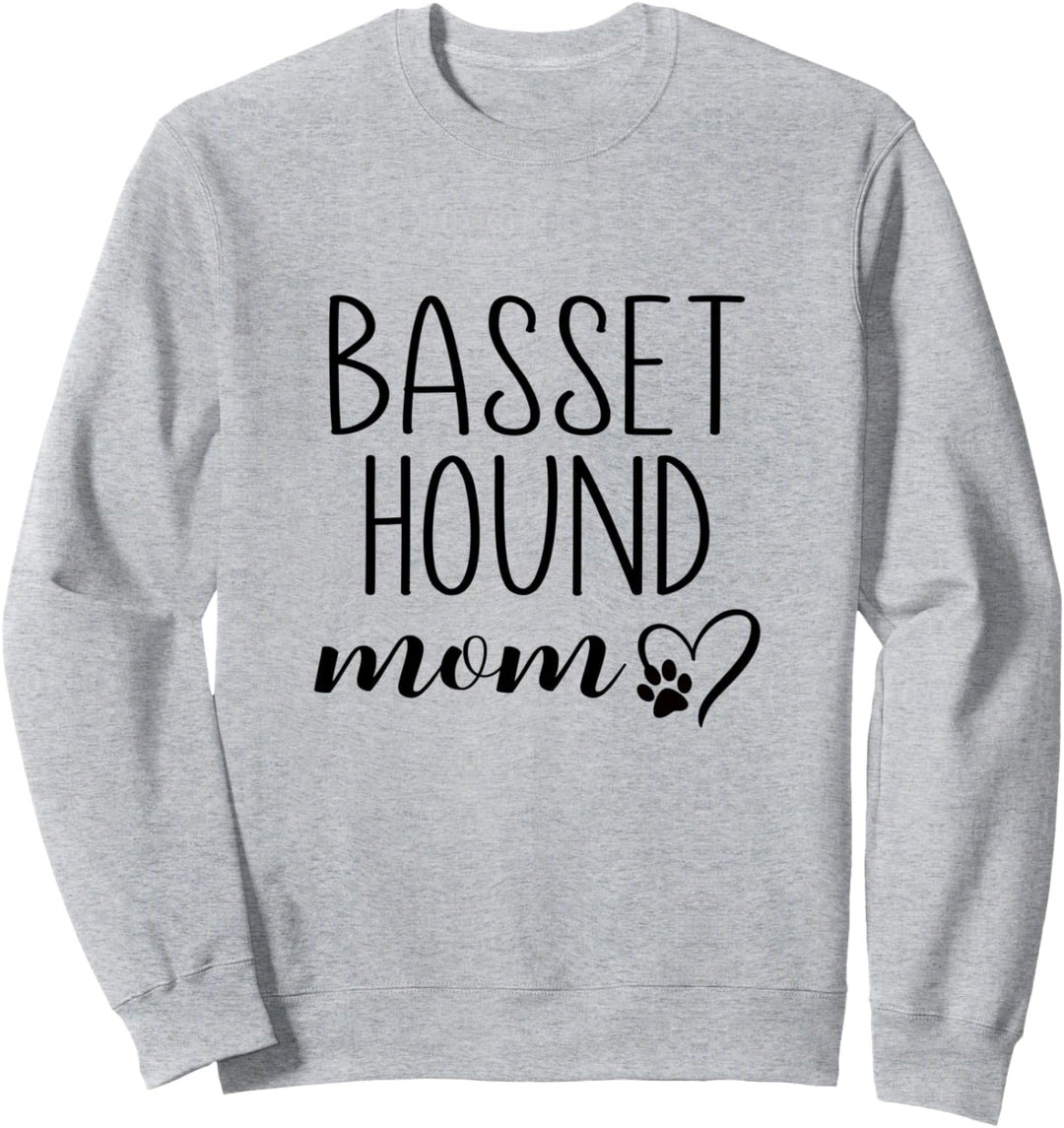 Dog Paw Print Heart Basset Hound Mom Sweatshirt