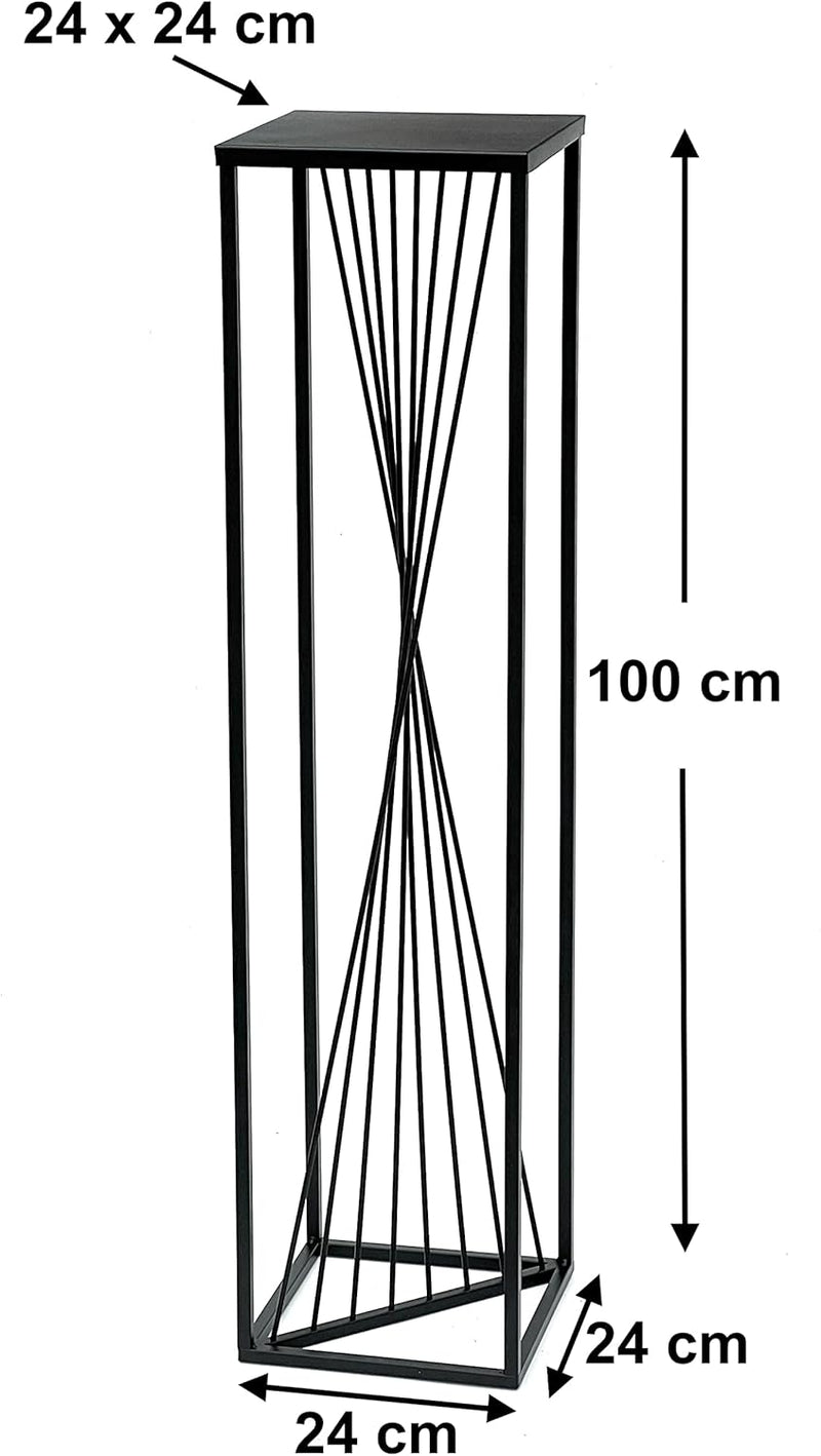 DanDiBo Blumenhocker Metall Schwarz Eckig 70-100 cm Blumenständer Beistelltisch Blumensäule Design M