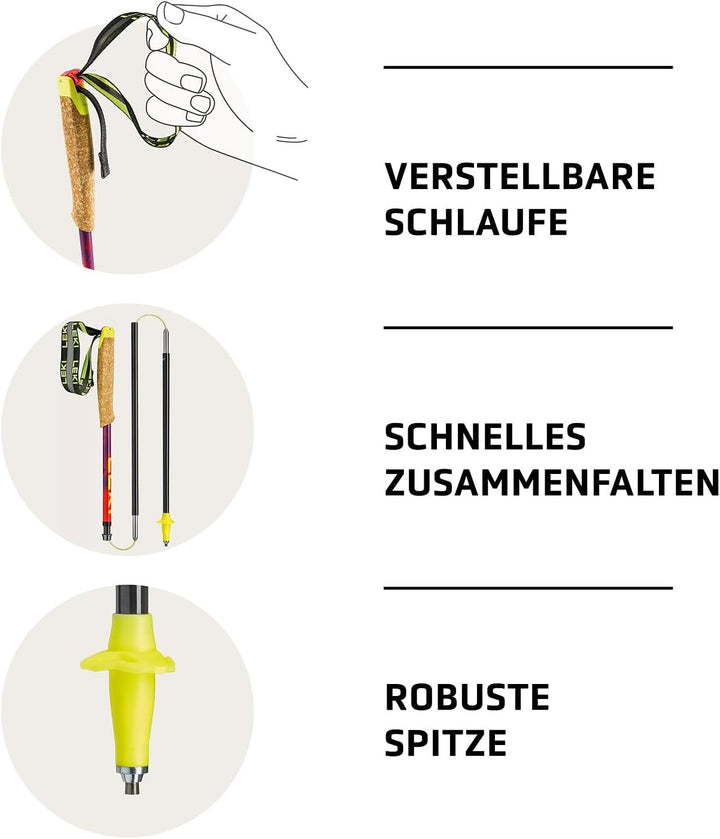 LEKI Neotrail Pro FX.One SL Trailrunning Stöcke Damen und Herren | Carbon & faltbar | Fixlänge | Ult