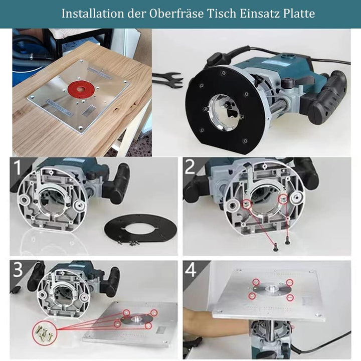 Oberfräse Einlegeplatte, Aluminium Router Tischeinsatzplatte mit Hebefunktion Oberfräse Tisch Einsat