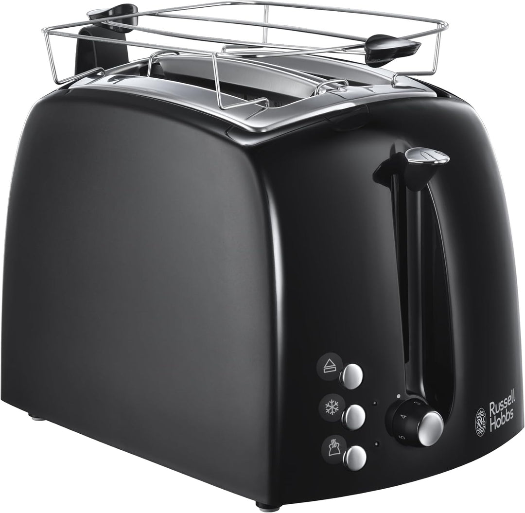 Russell Hobbs Toaster Textures+, 2 extra breite Toastschlitze, Brötchenaufsatz & integrierte Toast-Z