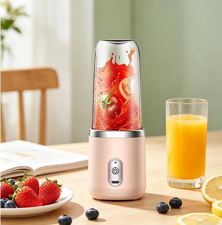 Tragbarer Elektrischer Saftpresse Mixer Smoothie Maker mit 2x400ml Flaschen Mixer Smoothie Maker to