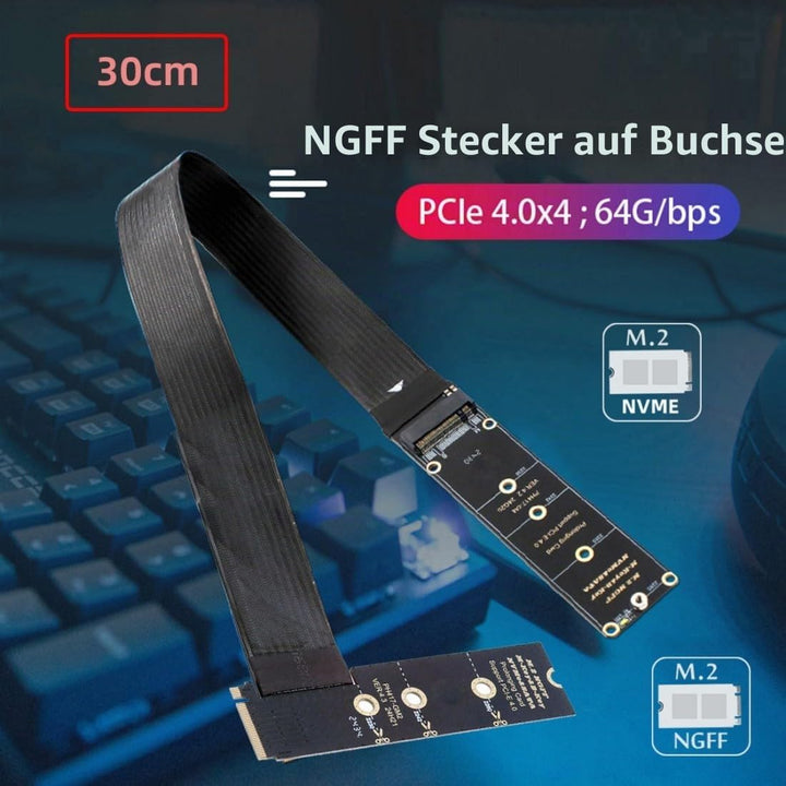 chenyang PCIE 3.0/4.0 M.2 NVME/NGFF SSD 90 Grad abgewinkeltes Band Flex Verlängerungskabel 30cm für