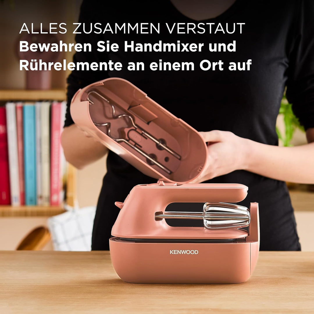 Kenwood Handmixer QuickMix Go HMP40.000RD, tragbar dank integriertem Koffer, Inklusive Edelstahl Sch