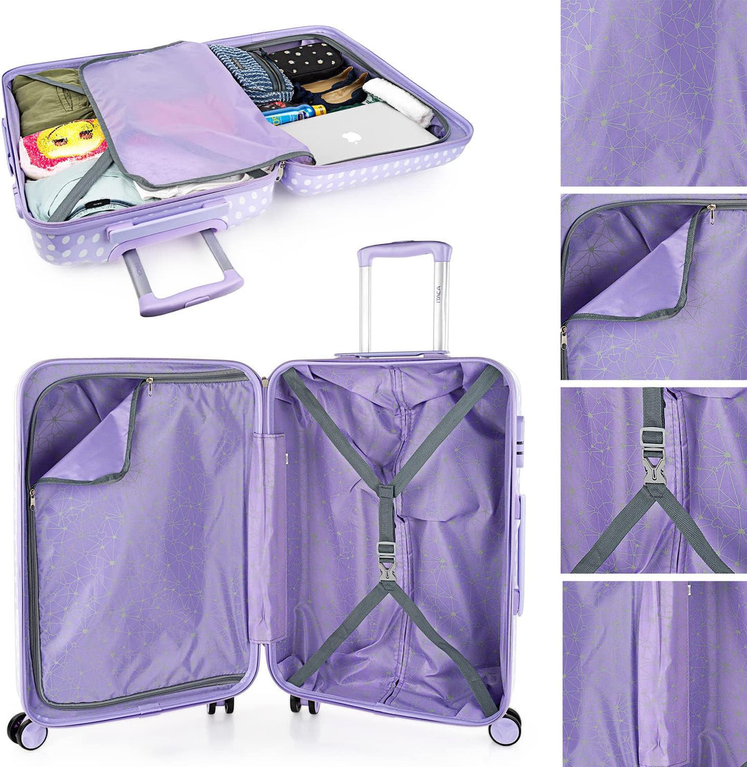 ITACA - Kinderkoffer Set - Kabinenkoffer Leichtgewicht abs/polycarbonat mit 360° Rollen, Verstellbar