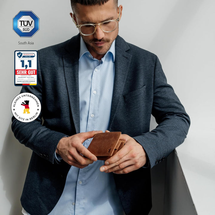 Berliner Bags Vintage Geldbörse, Portmonee aus Leder, Geldbeutel mit TÜV-geprüftem RFID-Schutz, für