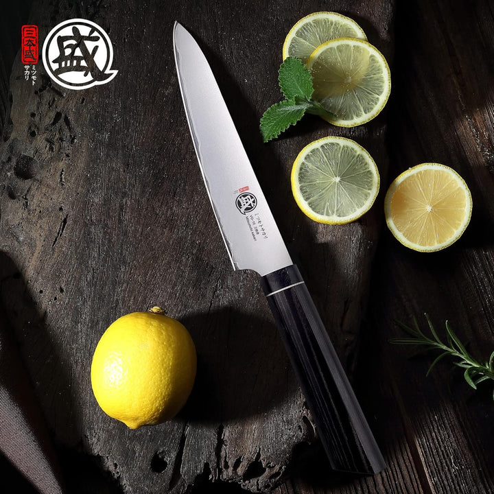 MITSUMOTO SAKARI 14 cm Japanisches Gemüsemesser, Handgeschmiedetes Obstmesser, Professionelles Schäl