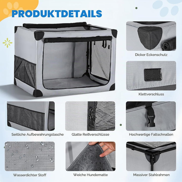 Faltbare Hundetransportbox Faltbar Zusammenklappbar | Wasserdicht Hundebox Auto mit Tür | Tragbarer