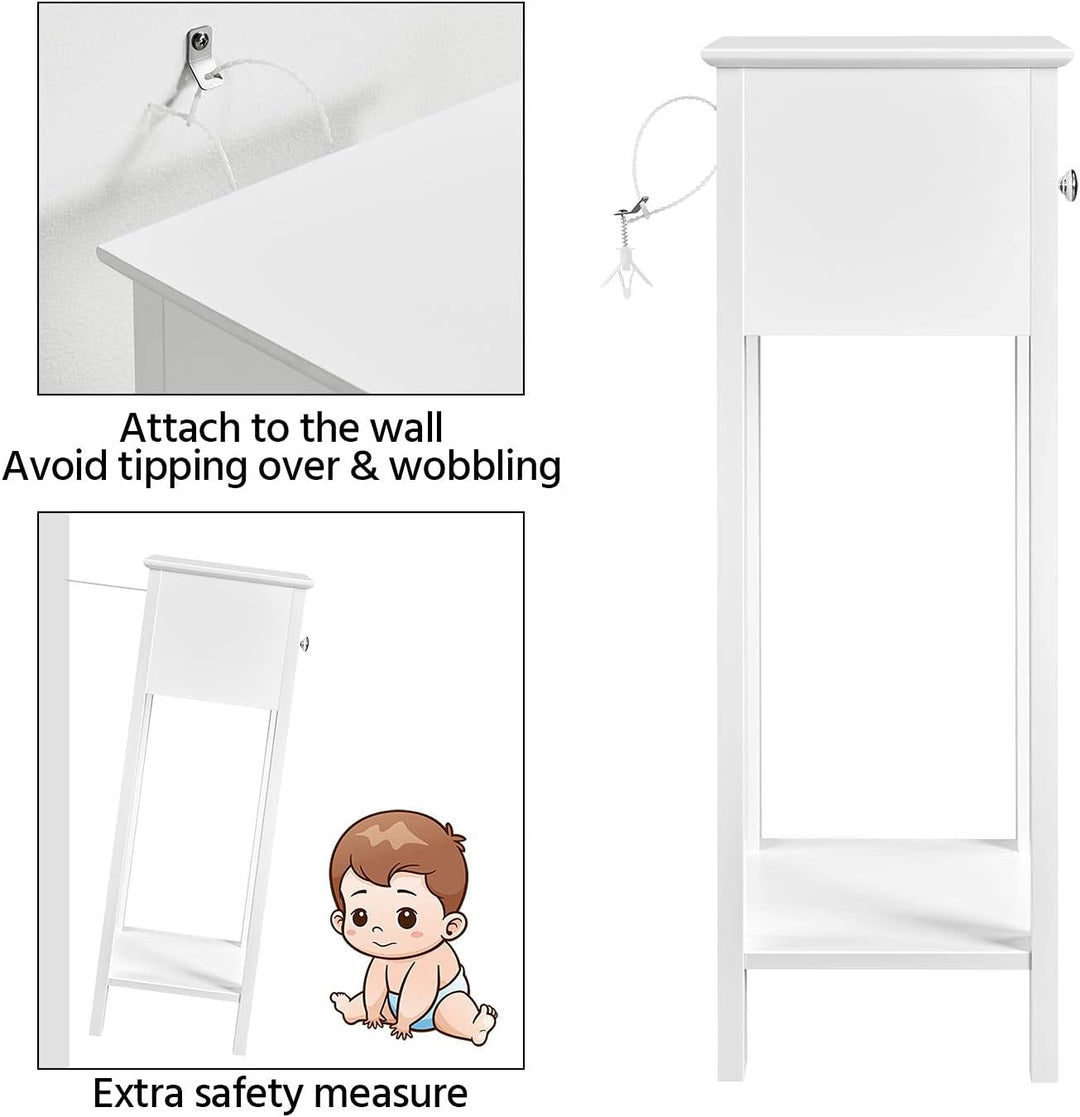 Yaheetech 2 STK. Telefontisch Weiss HBT: ca. 70 x 25 x 25 cm Beistelltisch mit Schublade Konsolentis