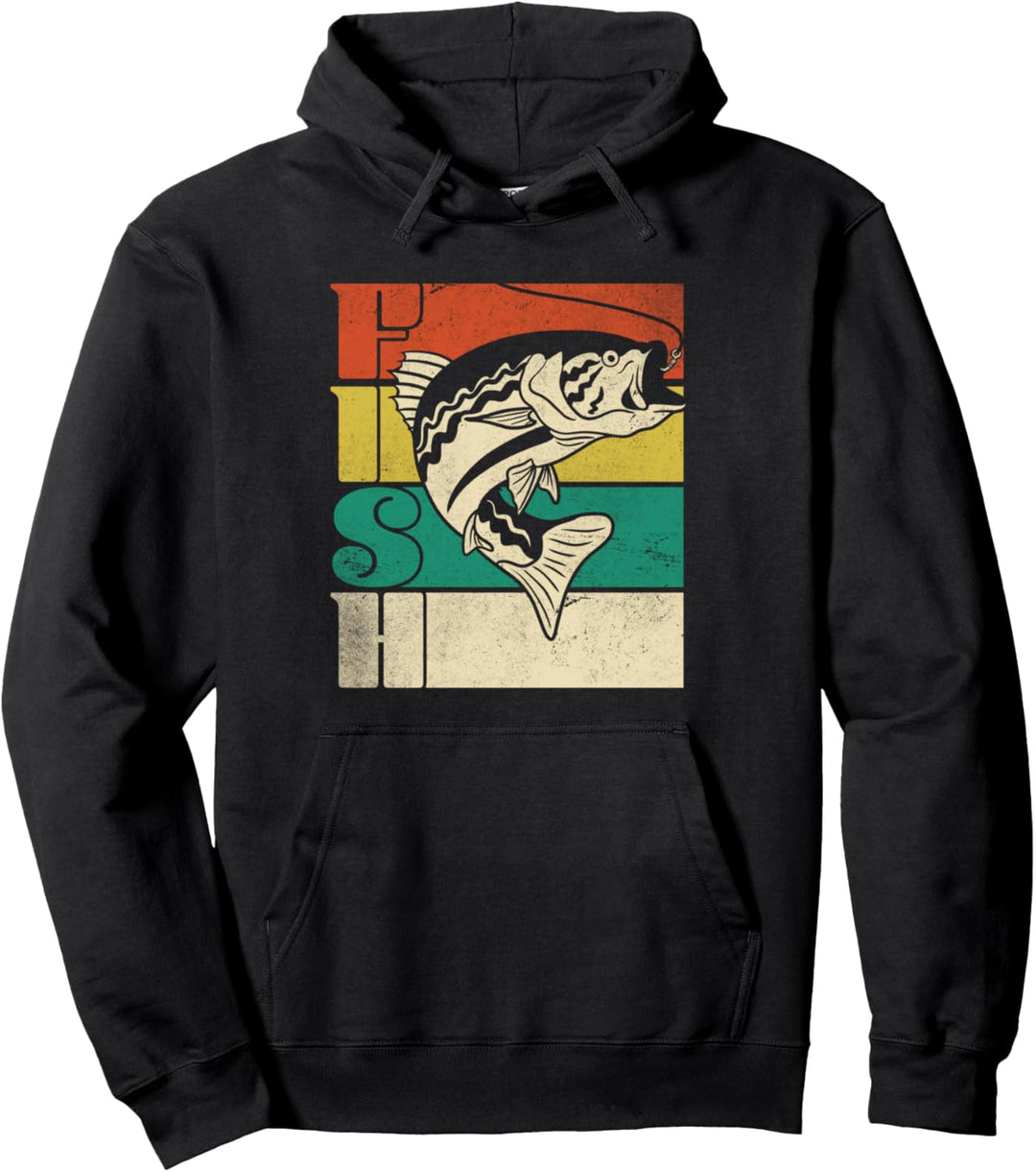 Fisch Retro Style Distressed Stripes Pullover Hoodie