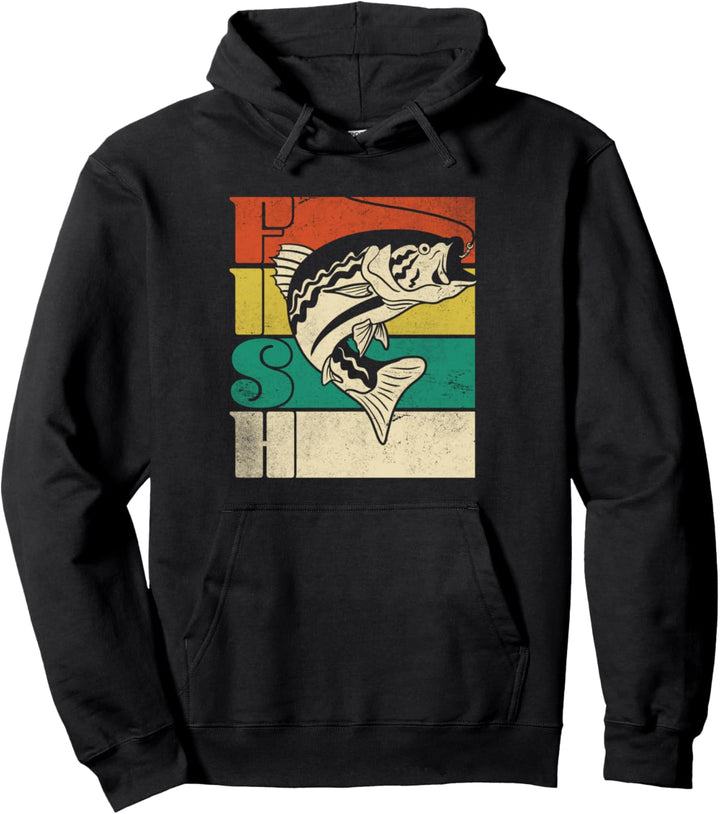 Fisch Retro Style Distressed Stripes Pullover Hoodie