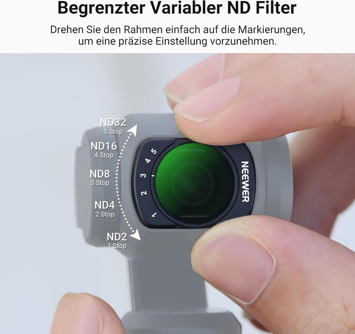 NEEWER Variabler ND Filter Kompatibel mit DJI Osmo Pocket 3 und Creator Combo Zubehör, magnetischer
