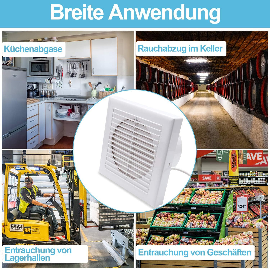 Badlüfter 150mm, Badezimmerlüfter Lüfter für Effiziente Belüftung Leiser Betrieb Abluftventilator Ve