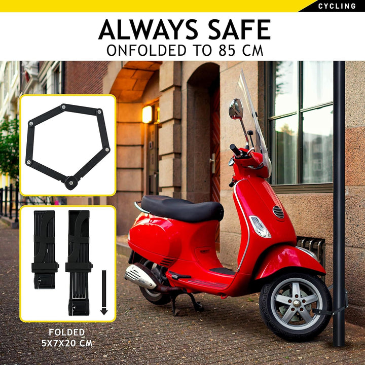 DUNLOP Fahrradschloss - Scooter-Schloss - Faltschloss - Rahmenschloss mit 3 Schlüsseln