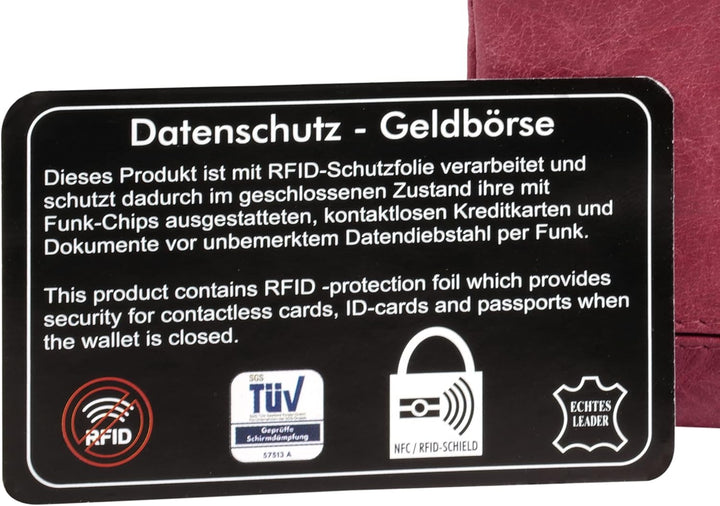 bruno banani Geldbörse Echt Leder Damen | RFID-Schutz, 8 Kartenfächer, kompakte Geldbörse, 2 Münzfäc