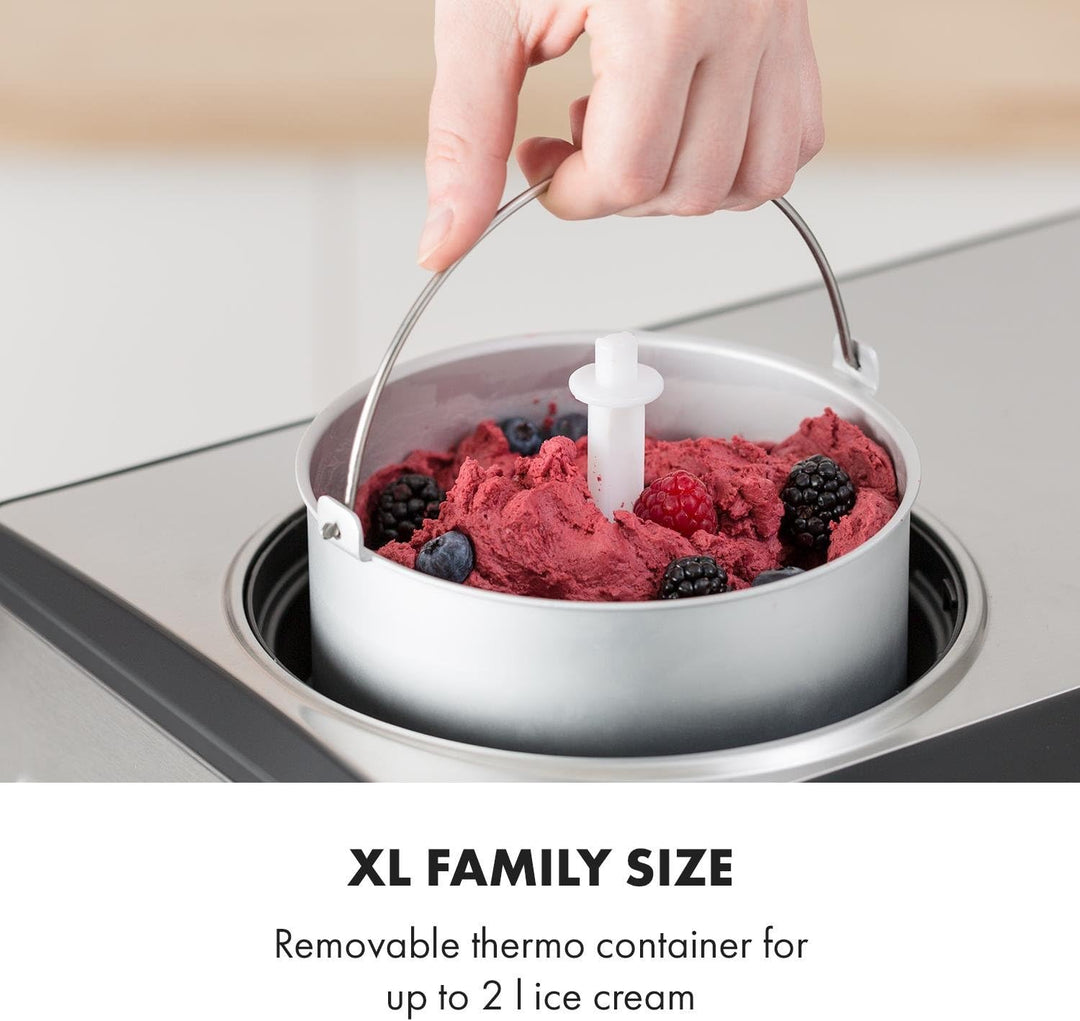 Klarstein Dolce Bacio Eiscremebereiter Kompressions-Eismaschine Eismaschine auch für Sorbet, Frozen