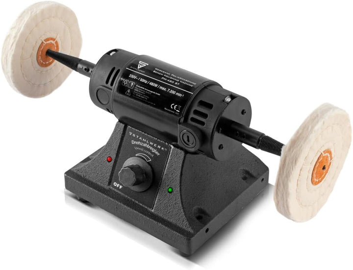 STAHLWERK PM-480 ST Werkbank Poliermaschine mit 480 Watt und 7200 Umdrehungen pro Minute für Metall,