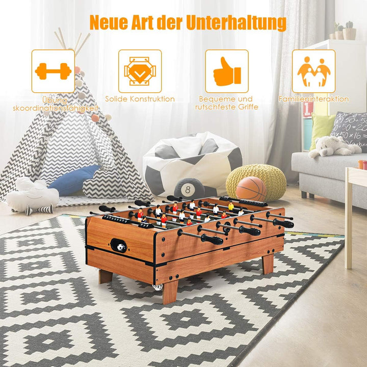 RELAX4LIFE 4 in 1 Spieltisch aus Holz, Multifunktionsspieltisch für Fussball & Tischtennis & Eishock