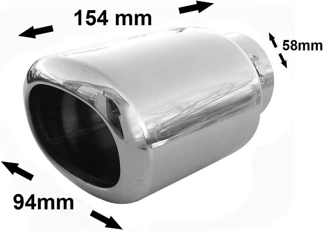 Auspuffblende Endrohr Auspuff Universell Schalldampf Edelstahl Oval bis 53mm Chrom AutoHobby