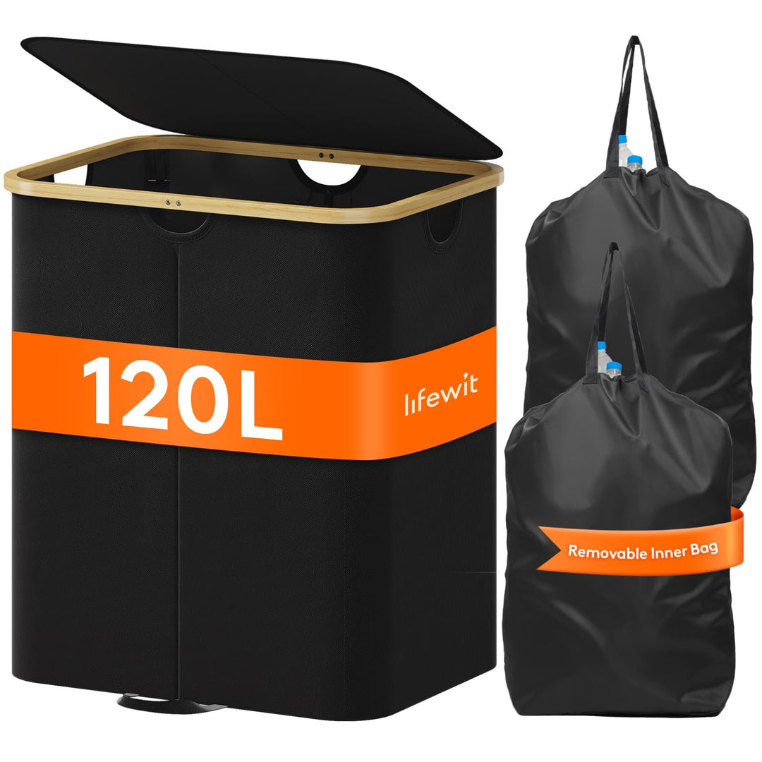 Lifewit 120L Pfandflaschen Sammelbehälter 2 fächer mit Deckel, Gross Pfandflaschen Behälter 2 Traget