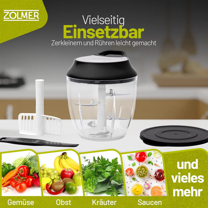 ZOLMER® Zwiebelschneider - Manueller Zerkleinerer mit Seilzug als Gemüseschneider - Multizerkleinere