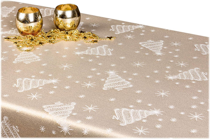 GOLDMAR Weihnachtstischdecke Fleckenresistente Schmutzabweisend Zweiseitig Tischdecke Weihnachten Ad