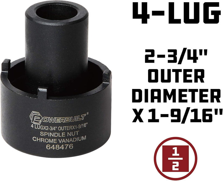 Powerbuilt Spindelmutter-Stecknuss, 4 Ösen, 2-3/4 Zoll aussen, Ford, einfache Entfernung von Spindel