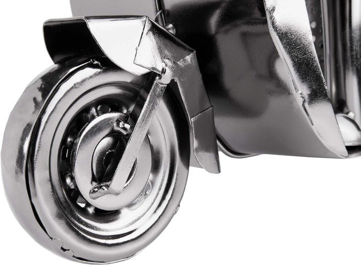 BRUBAKER Weinflaschenhalter Rollerfahrer Silber - Metall Skulptur Flaschenständer - 27 cm Metallfigu