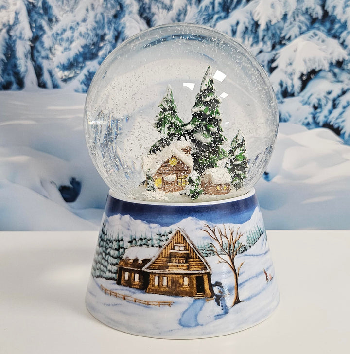 Schneekugel Musik Weihnachten | Kutschfahrt | | B: 10 cm H: 14 cm | 20325 (Mittelblau Winterlandscha