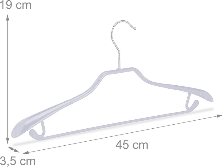 20 x Anzugbügel, breite Schulterauflage, rutschfest gummiert, Kostümbügel, Hosenstange, Haken, Kleid