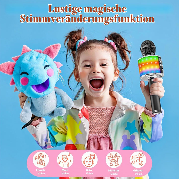 Magic Sing LED Karaoke Mikrofon Kinder, Drahtloses Bluetooth Spielzeug ab 3-12 Jahre Geschenk Mädche