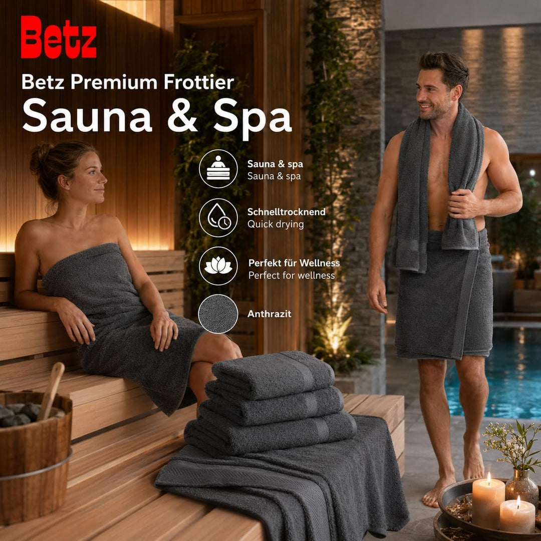Betz 5-TLG. Handtuch-Set Premium 100% Baumwolle 1 Duschtuch 2 Handtücher 1 Gästetuch 1 Waschhandschu