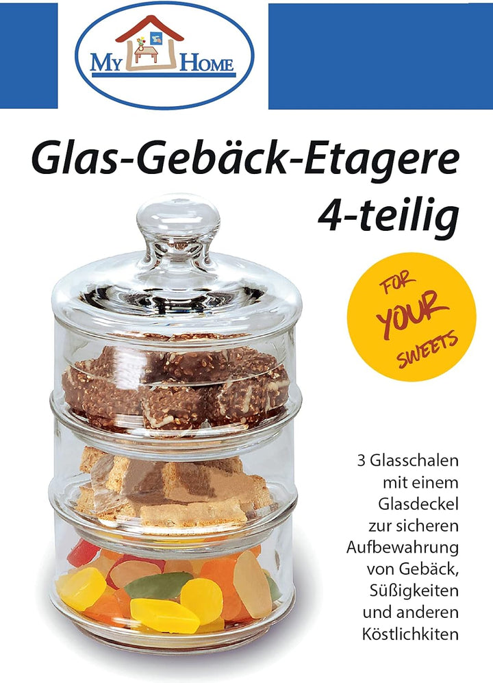 My Home Glas-Gebäck-Etagere, 4-teilig Gebäckdose Plätzchendose