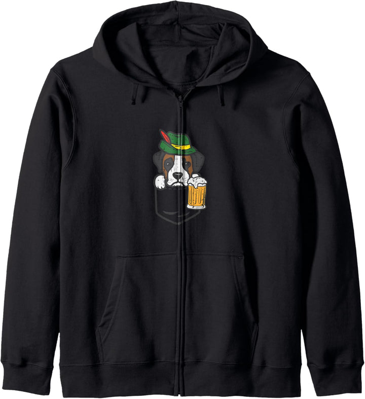 Pocket Boxer Deutsche Mütze Oktoberfest Süss Hundebesitzer Herren Damen Kapuzenjacke