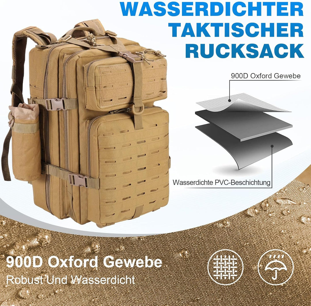 SHANNA Trekkingrucksack, Wanderrucksäcke Militärrucksack 45L Armee Rucksack MOLLE Assault Pack Takti