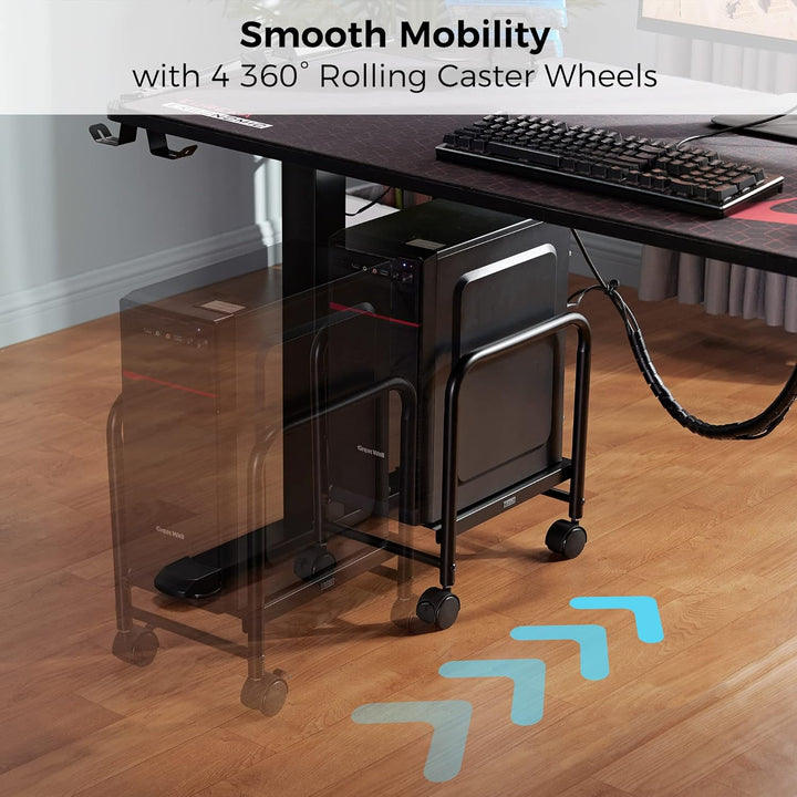 EUREKA ERGONOMIC PC Rollwagen Höhenverstellbarer PC Ständer Rollbar Tower Ständer mit Rollen Compute