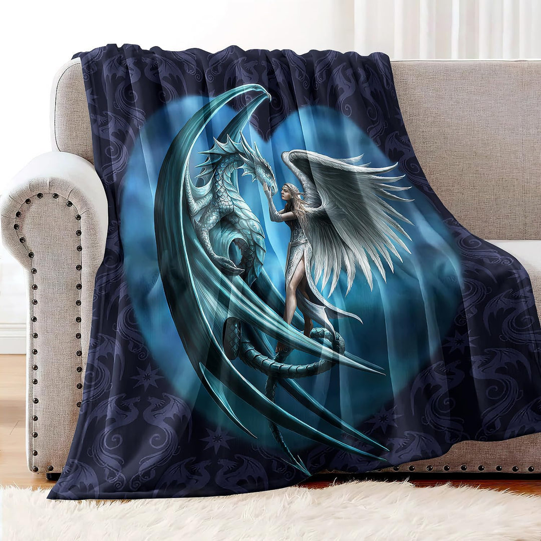 YISUMEI Decke 150x200 cm Kuscheldecken Sanft Flanell Weich Fleecedecke Bettüberwurf Drachen Engel 15