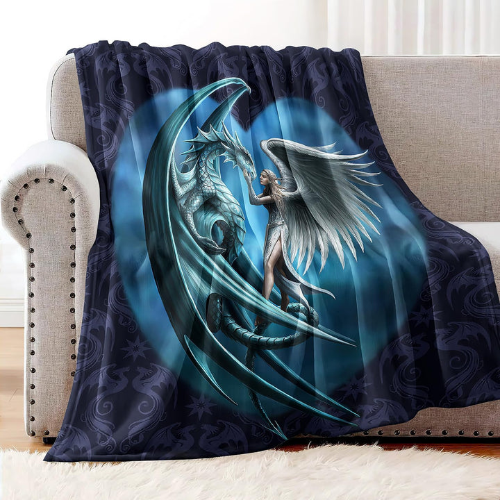 YISUMEI Decke 150x200 cm Kuscheldecken Sanft Flanell Weich Fleecedecke Bettüberwurf Drachen Engel 15