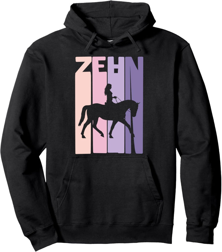 10. Geburtstag Geschenk Reiterin Pferde Fan 10 Jahre Mädchen Pullover Hoodie