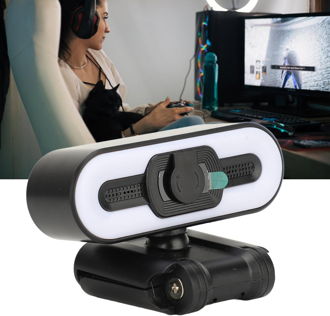 4K-Webcam, Integriertes Mikrofon, Superhelles Fülllicht, Auto Beauty USB-PC-Kamera für Laptop-Comput