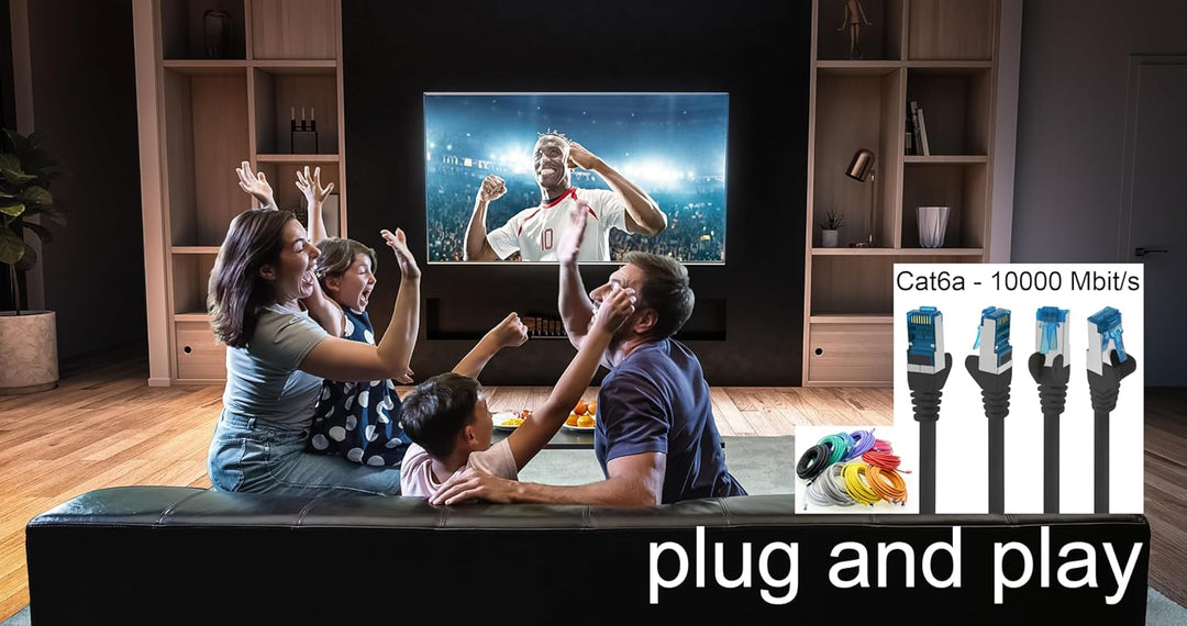 1aTTack.de Patchkabel – 10X 10m Ethernet, Netzwerk, Lan Kabel CAT6a (für Gigabit Netzwerke, Router,