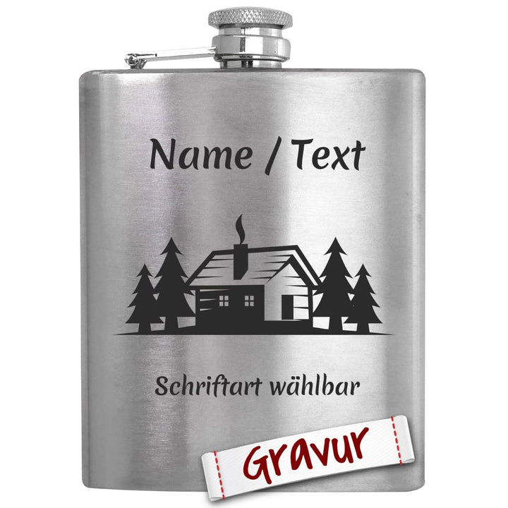 Wandern Geschenk Flachmann Set mit Gravur/Spruch personalisiert, Wanderer Geschenke für Frau, Mann,