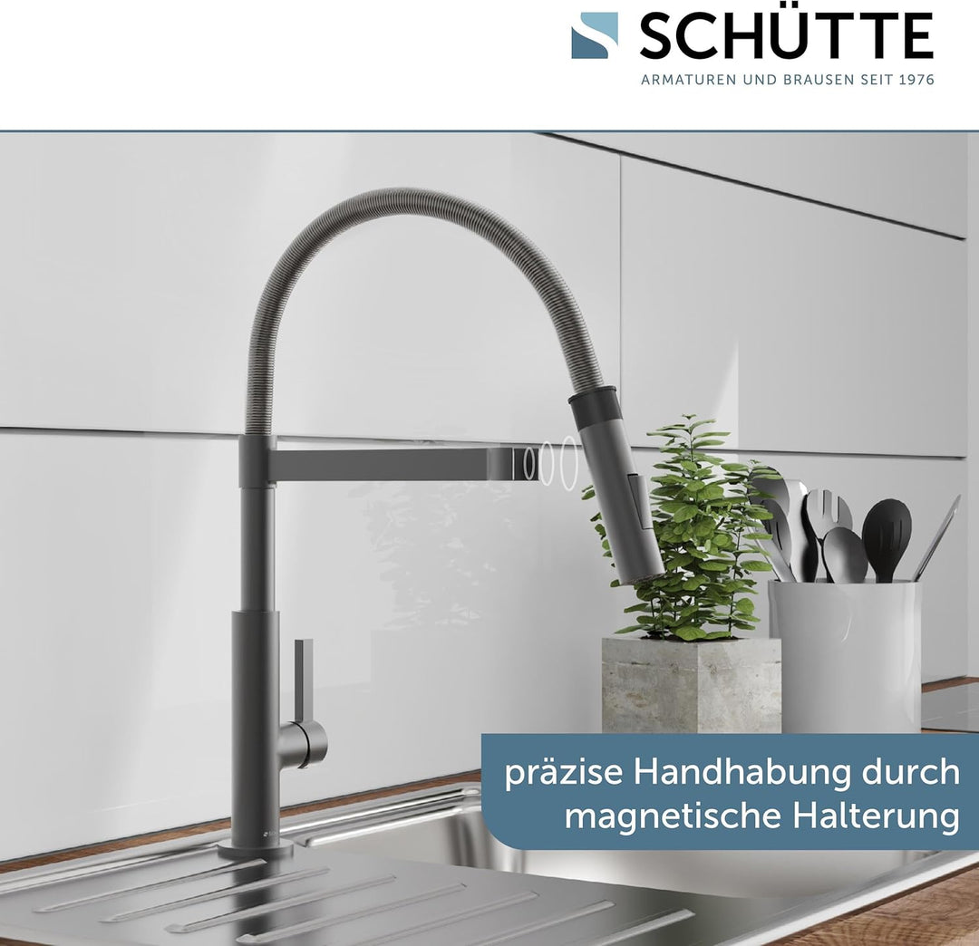 SCHÜTTE 79142 MIAMI Küchenarmatur 360°, Einhebelmischer mit ausziehbarer, magnetischer Geschirrbraus