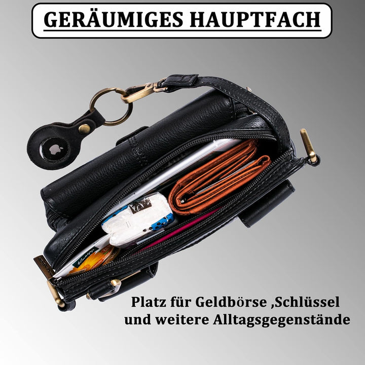MATADOR (3 in 1 Tasche „Kairo“ – hochwertige Handy Bauchtasche Leder Herren – Umhängetasche Damen mi