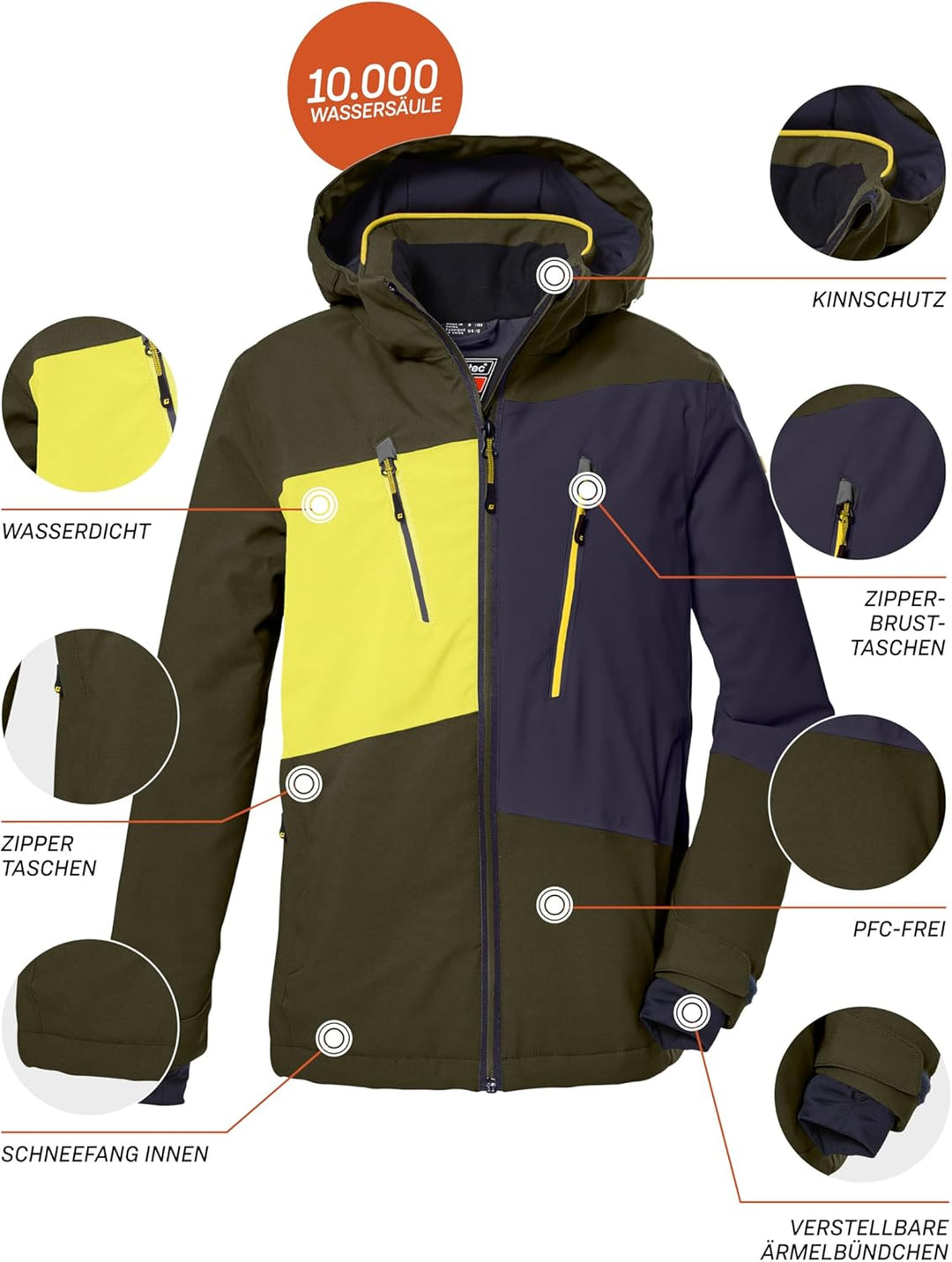 Killtec Jungen Ksw 174 Bys Ski Jckt Skijacke/Funktionsjacke mit abnehmbarer Kapuze und Schneefang, w
